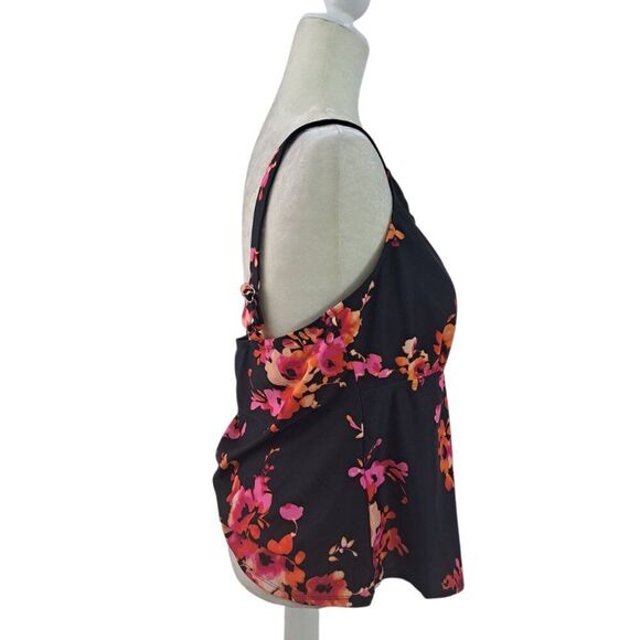 Beach Belle Women's Black Multi Floral Tankini Top Travel Vacation Plus Sz 20 - Picture 6 of 8